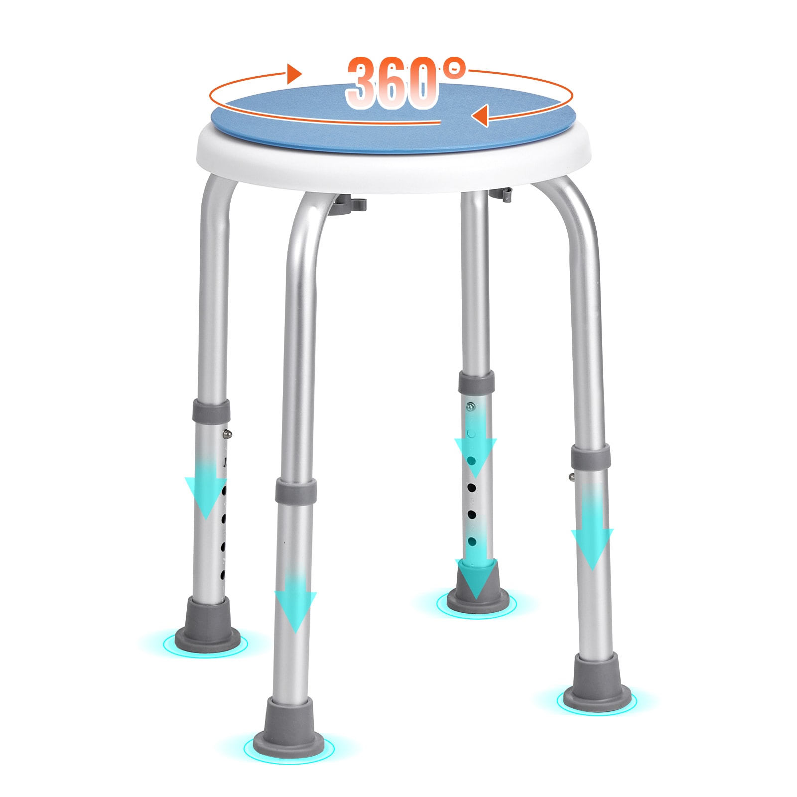 Swivel Shower Chair With Adjustable Height For Elderly And Disabled_voghion.com
